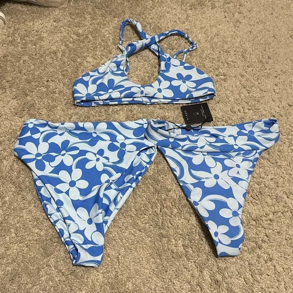 Skatie Blue and White Floral Bikini Set